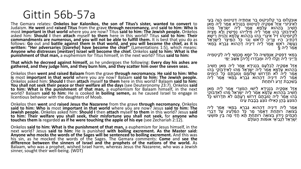 gittin 56b 57a the gemara relates onkelos