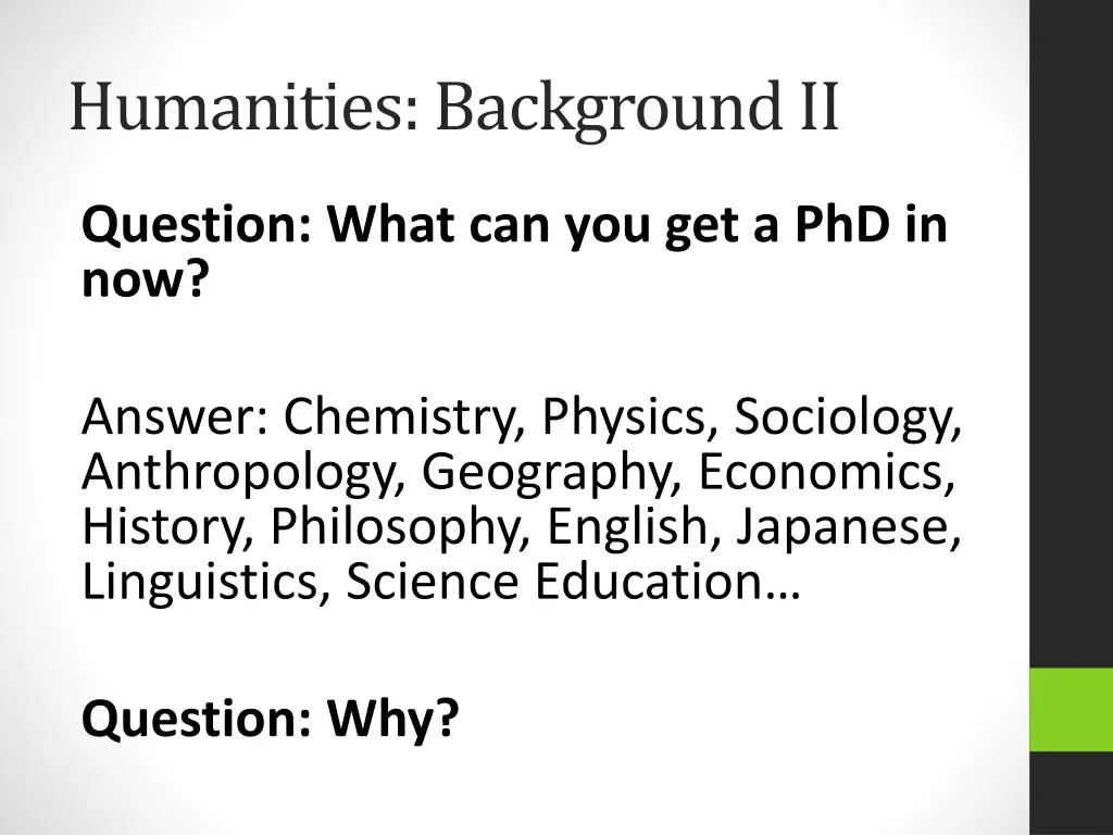 humanities background ii