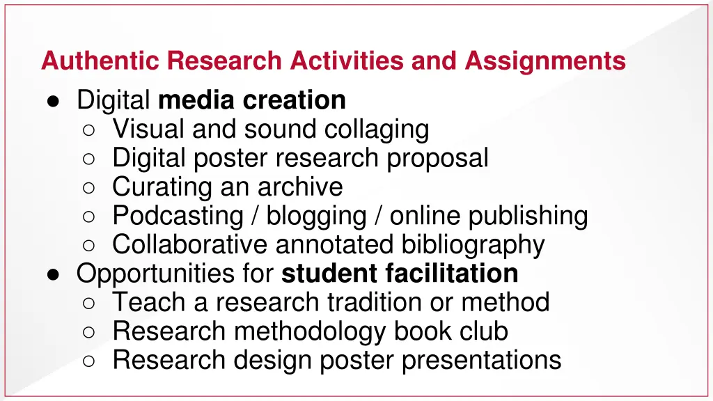 authentic research activities and assignments