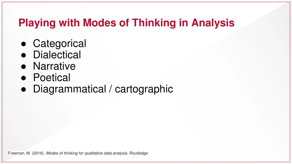 playing with modes of thinking in analysis