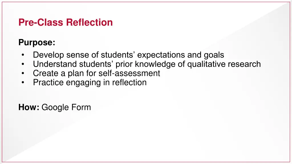 pre class reflection