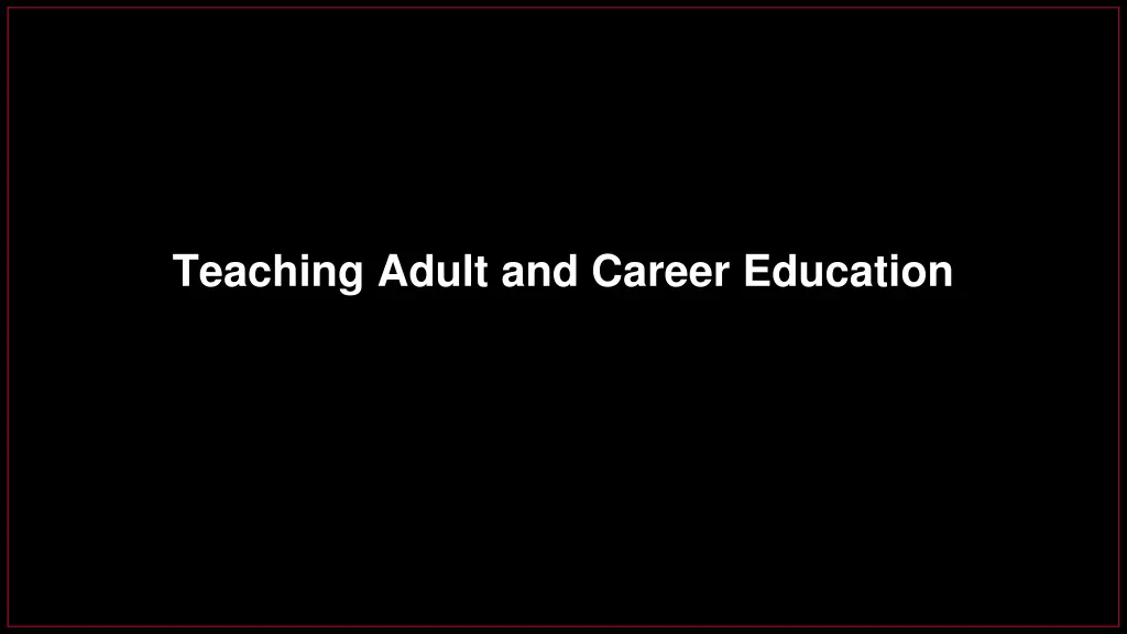 teaching adult and career education