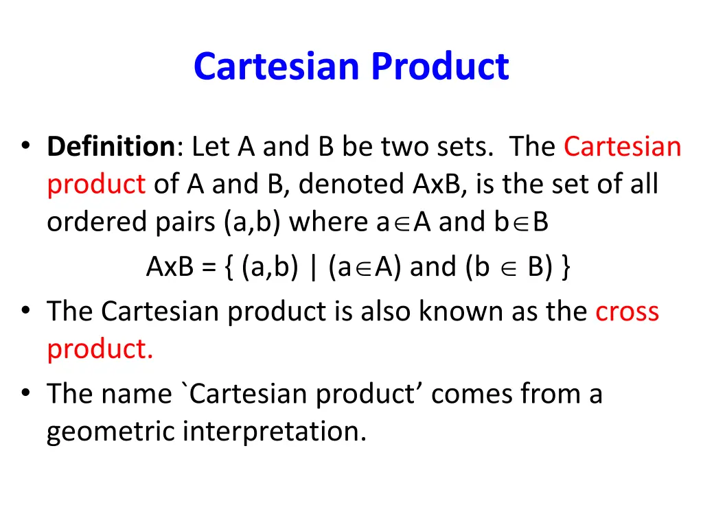 cartesian product