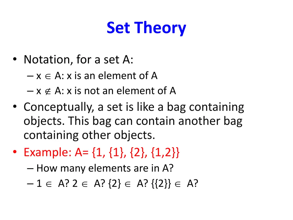 set theory 2