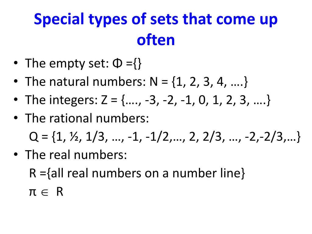 special types of sets that come up often