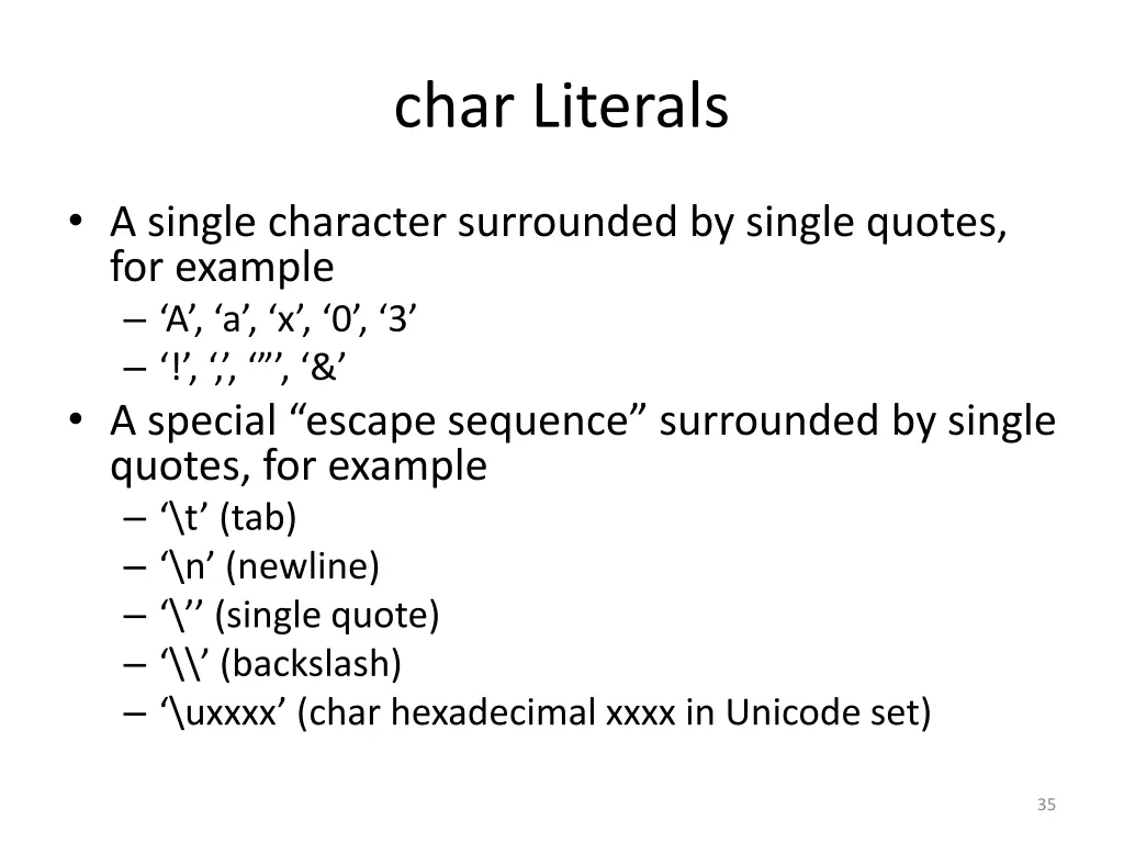 char literals