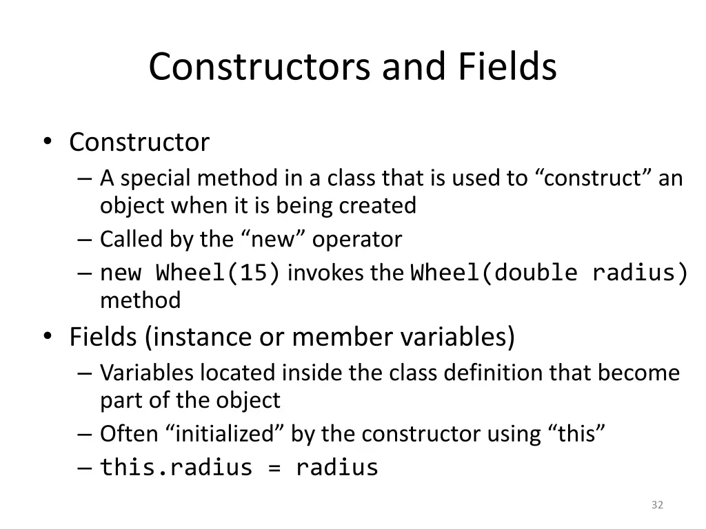constructors and fields
