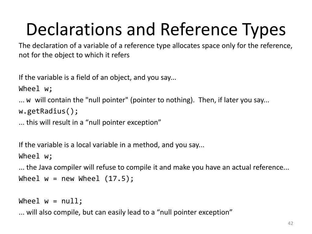 declarations and reference types the declaration