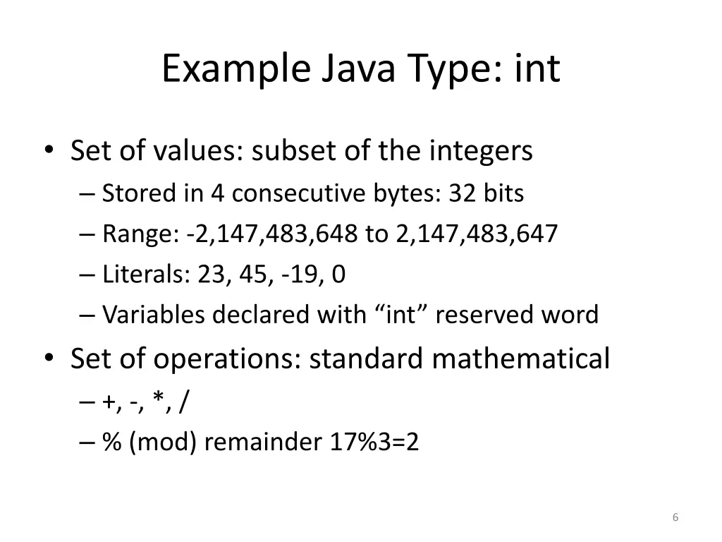 example java type int