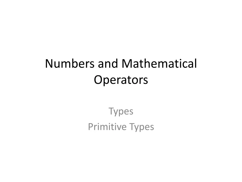 numbers and mathematical operators