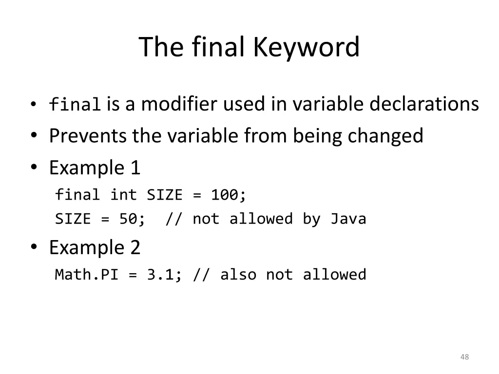 the final keyword
