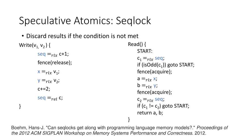 speculative atomics seqlock