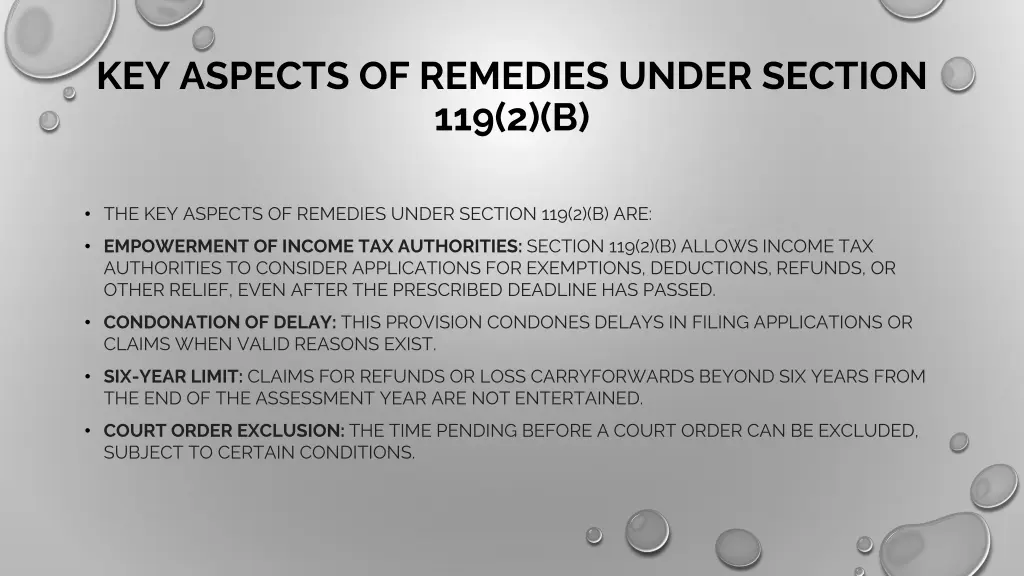key aspects of remedies under section 119 2 b