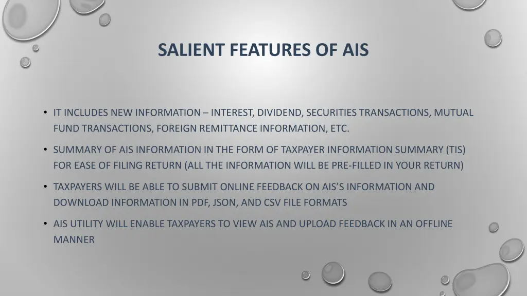 salient features of ais