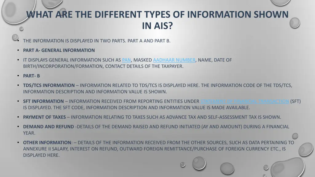 what are the different types of information shown