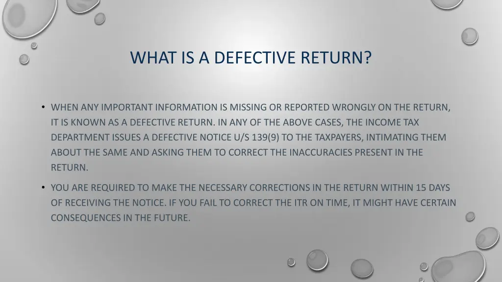 what is a defective return