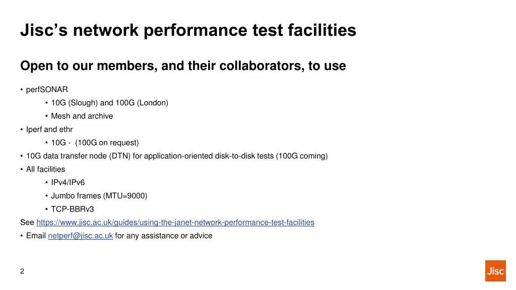 jisc s network performance test facilities