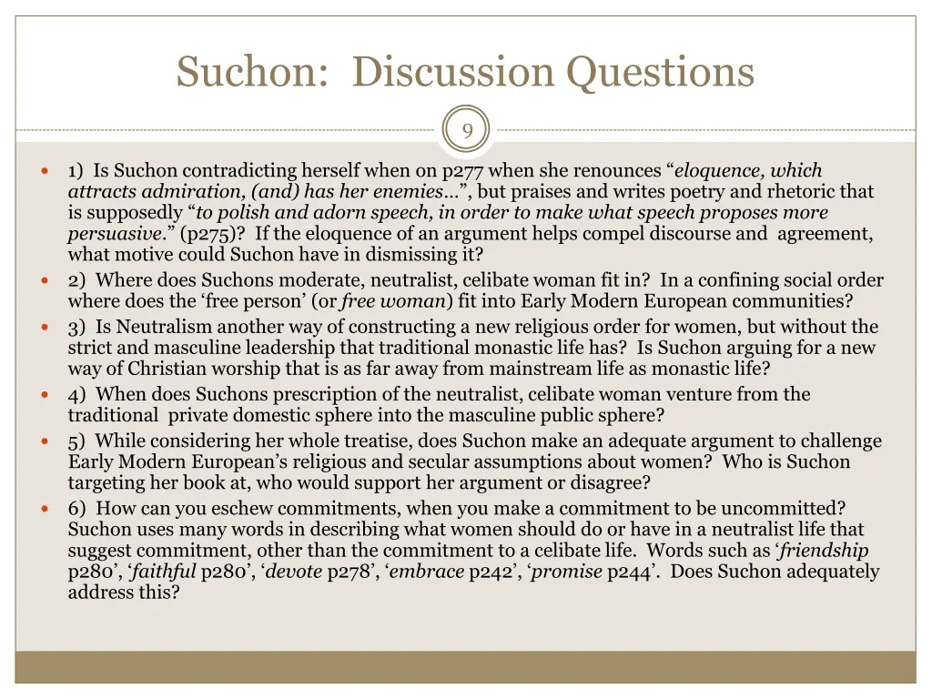 suchon discussion questions