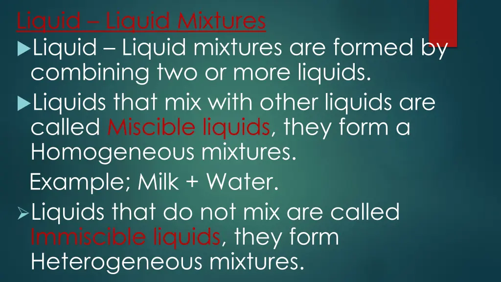 liquid liquid mixtures liquid liquid mixtures