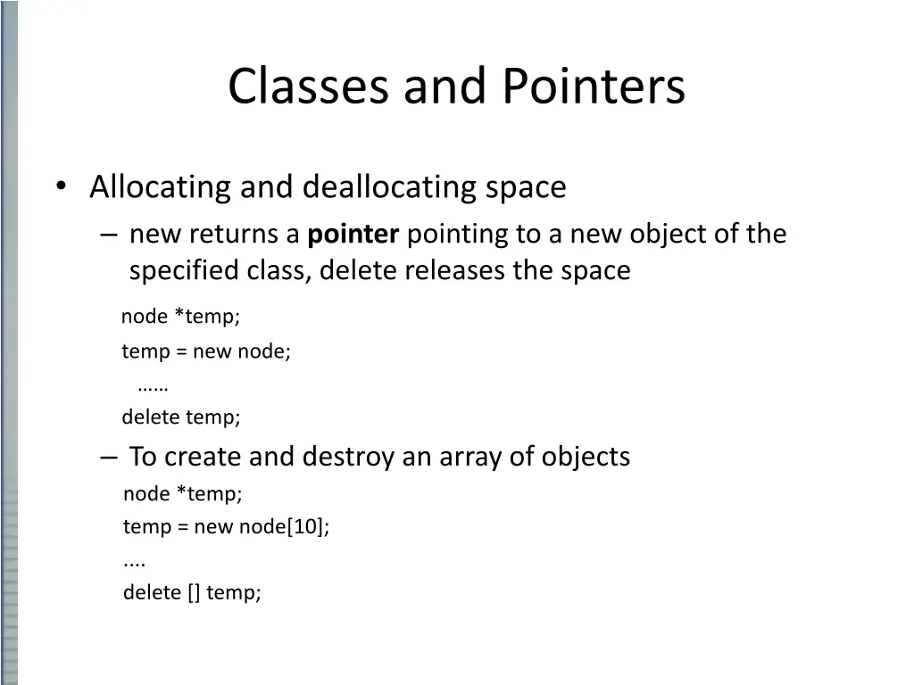 classes and pointers 1