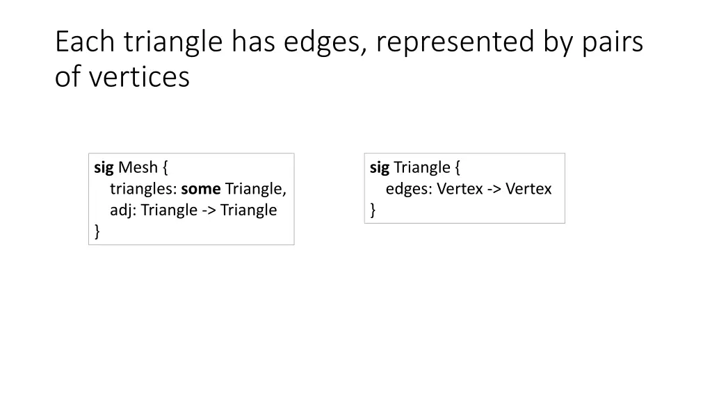 each triangle has edges represented by pairs