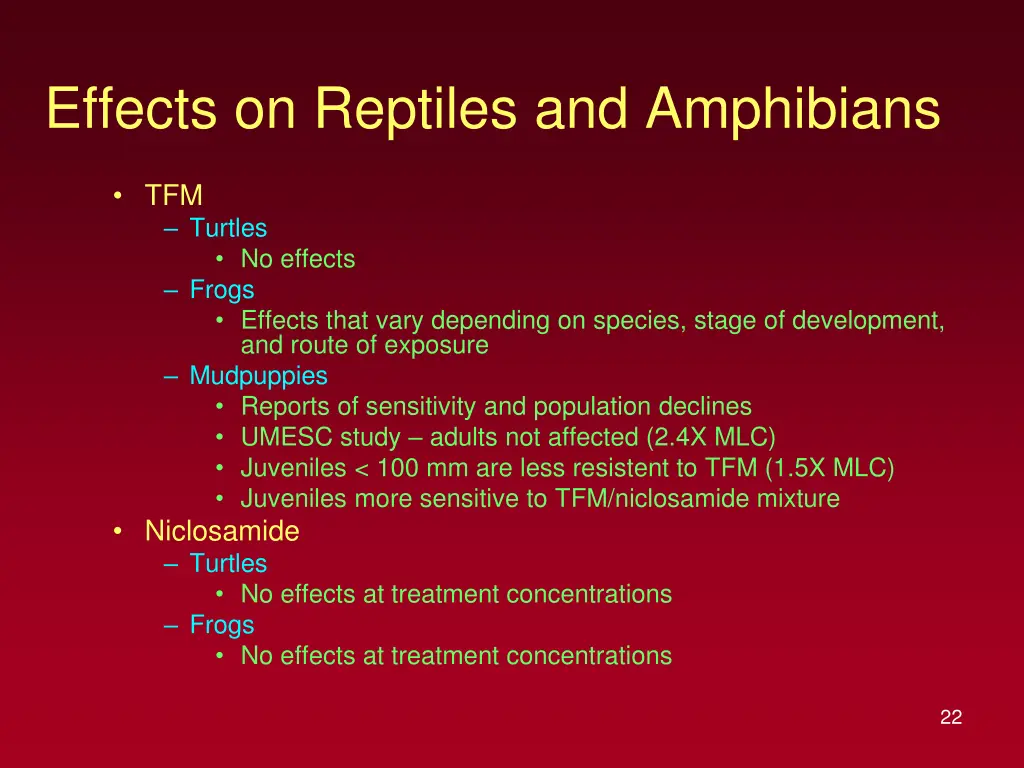 effects on reptiles and amphibians