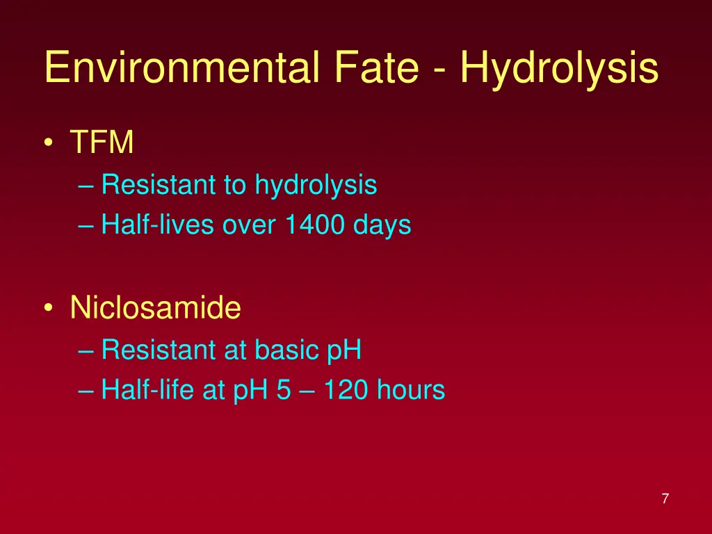 environmental fate hydrolysis