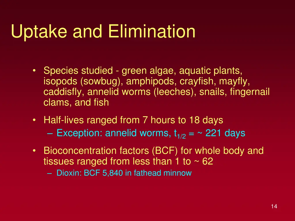 uptake and elimination