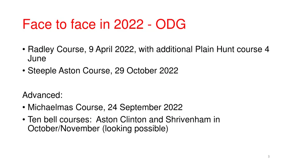 face to face in 2022 odg