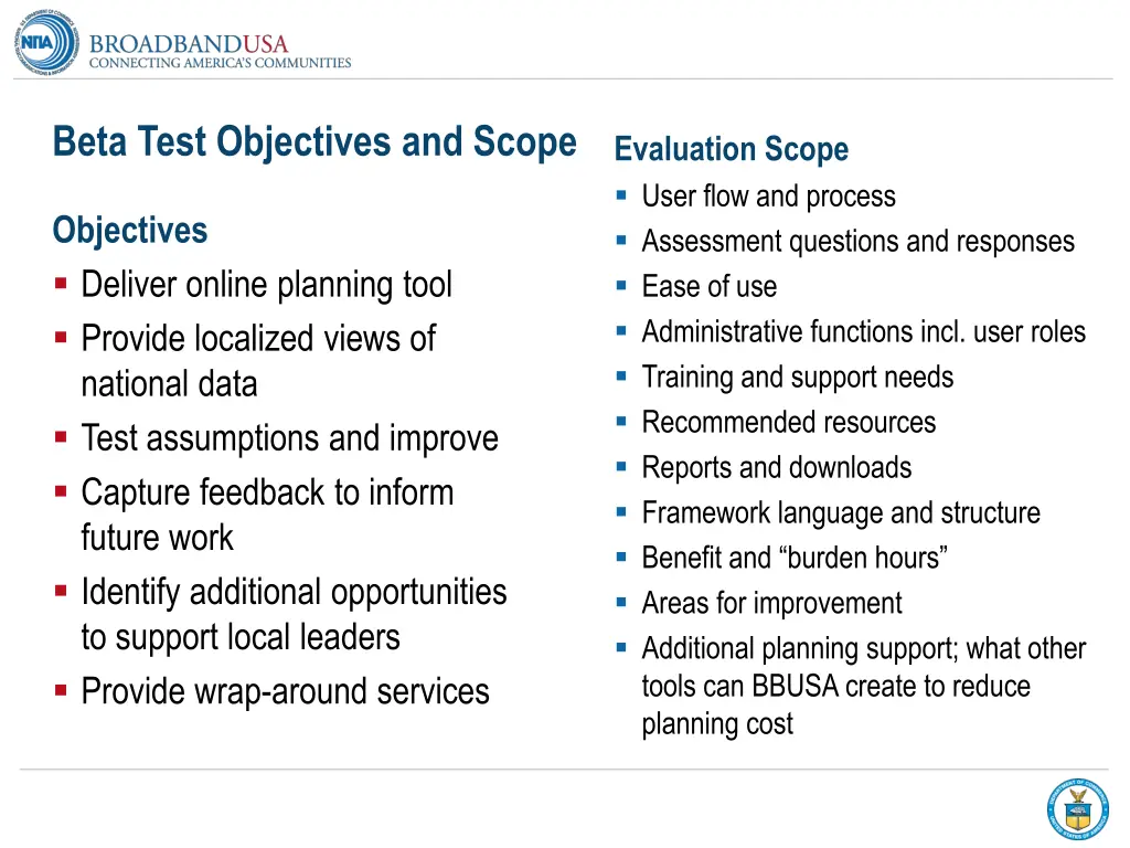 beta test objectives and scope