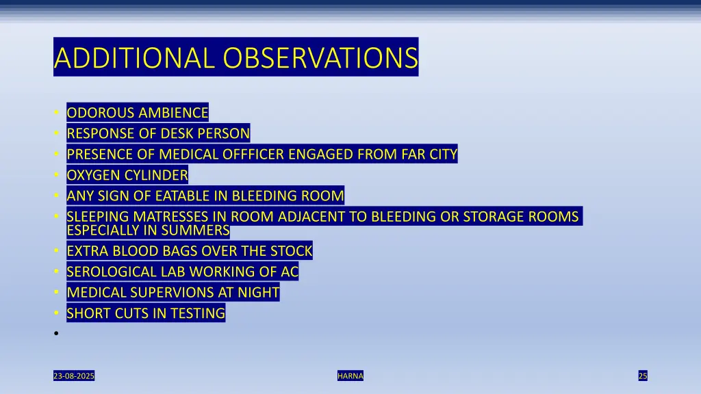 additional observations
