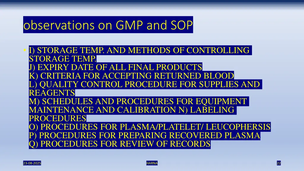 observations on gmp and sop 1