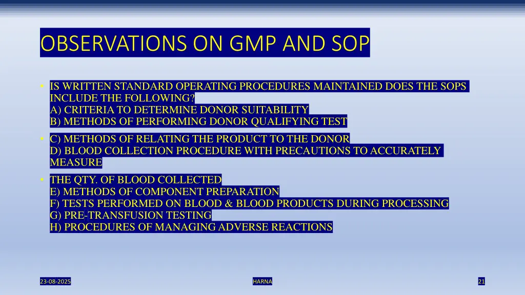 observations on gmp and sop
