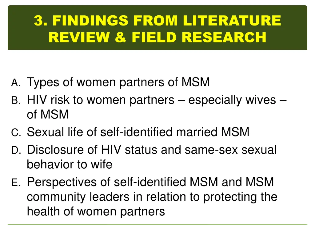 3 findings from literature review field research