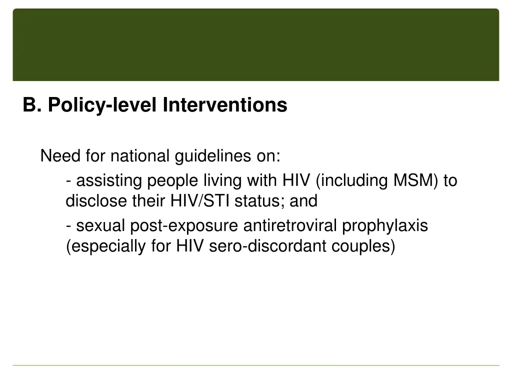 b policy level interventions