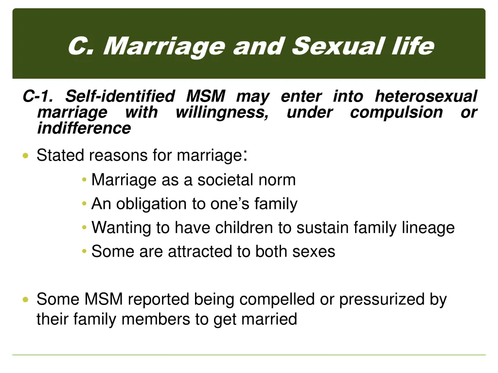 c marriage and sexual life