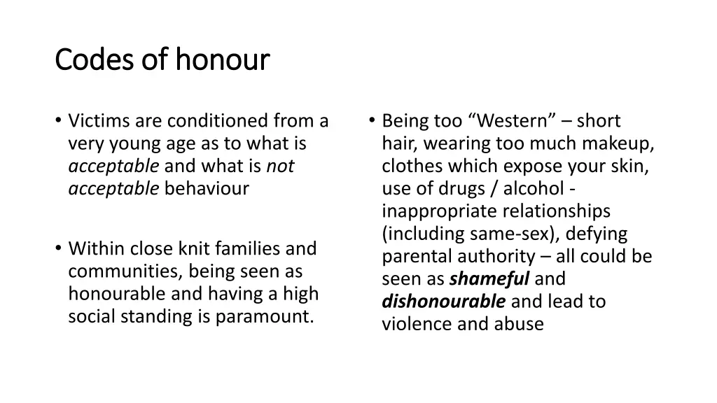 codes of honour codes of honour