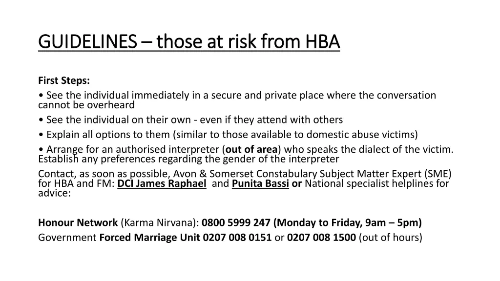 guidelines guidelines those at risk from