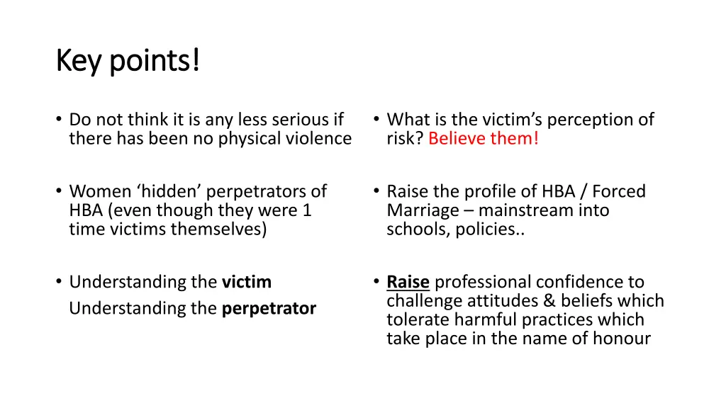 key points key points