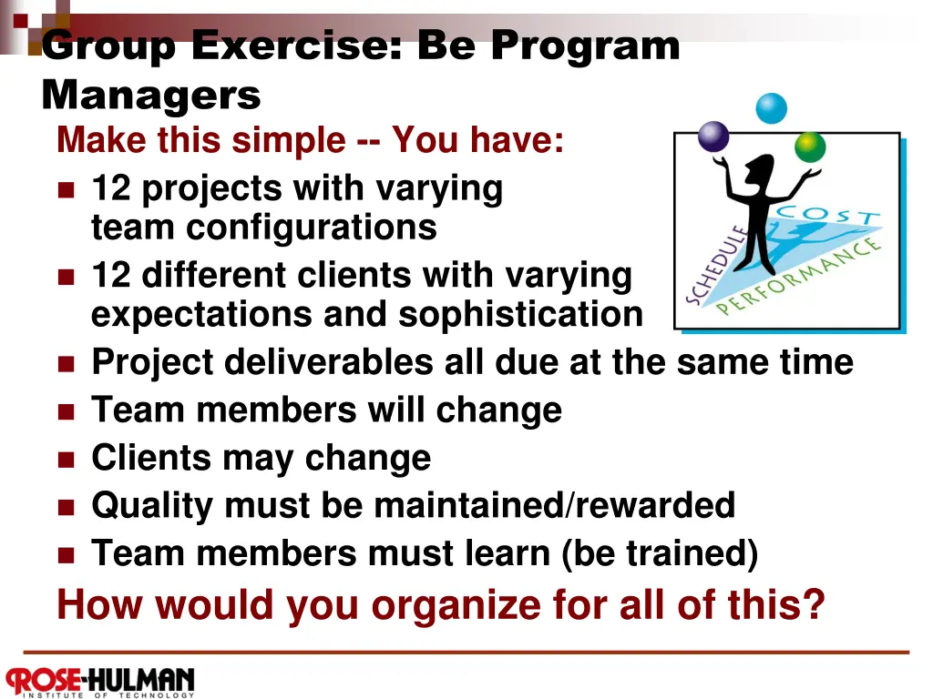group exercise be program managers make this