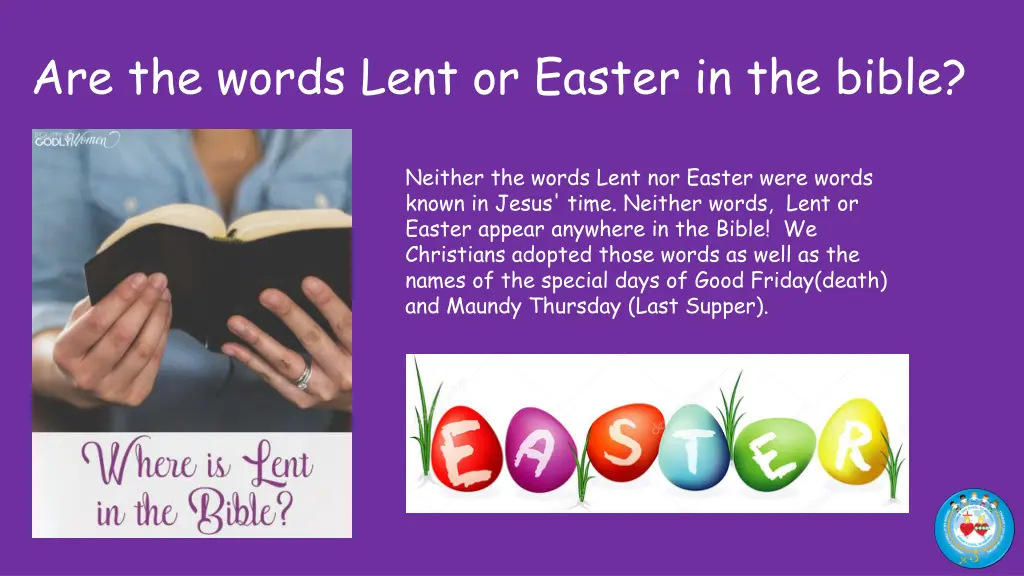 are the words lent or easter in the bible