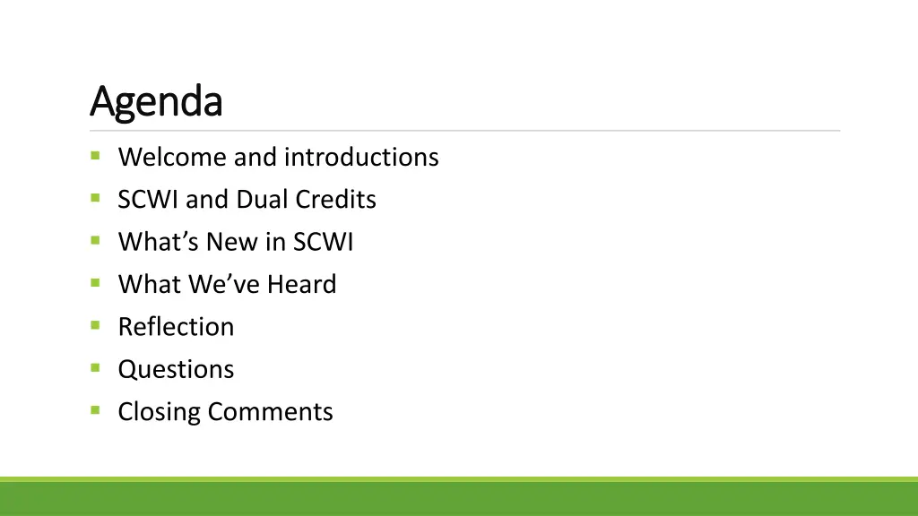 agenda agenda welcome and introductions scwi