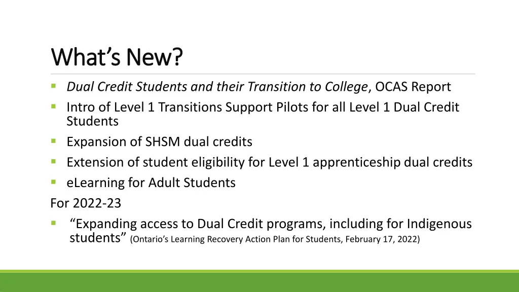 what s new what s new dual credit students