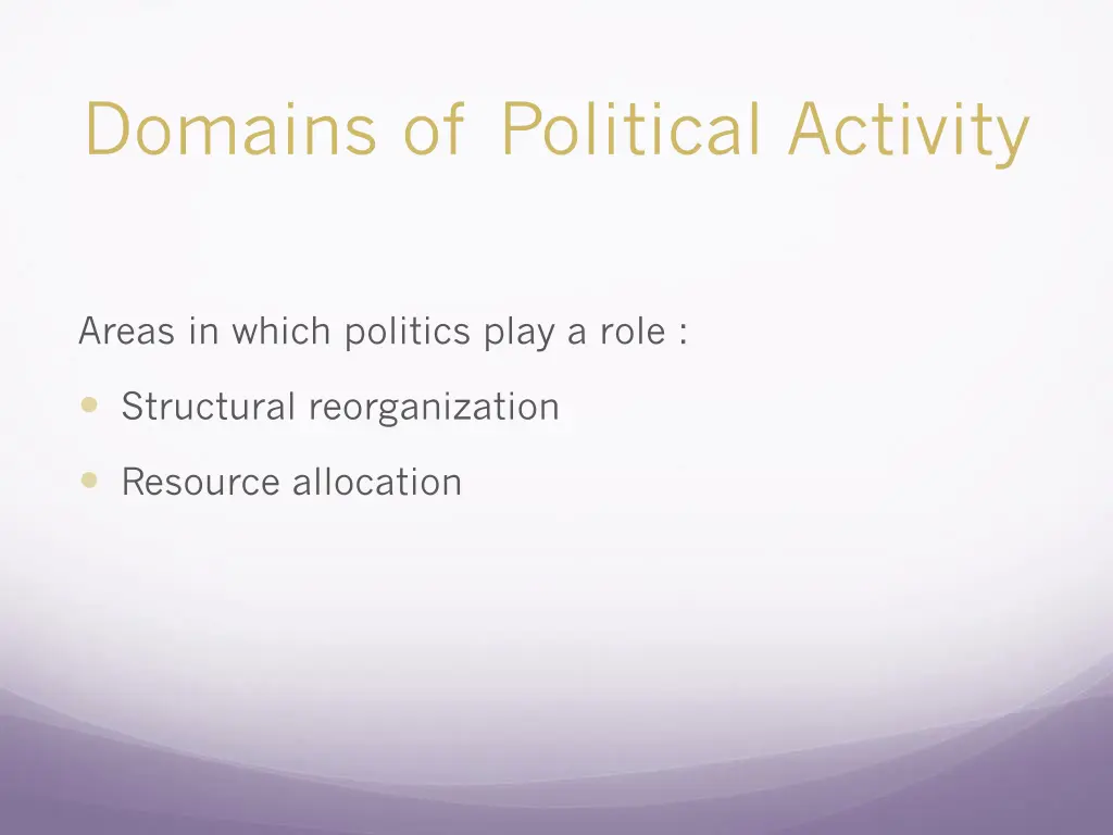 domains of political activity