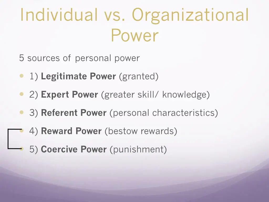 individual vs organizational power
