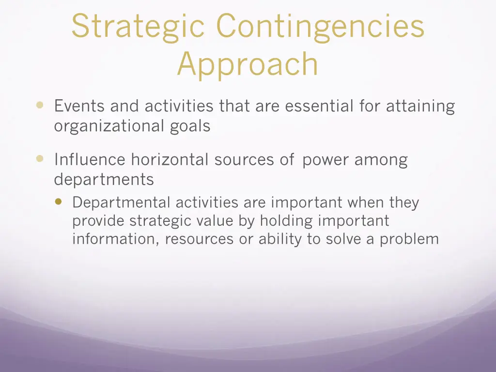 strategic contingencies approach