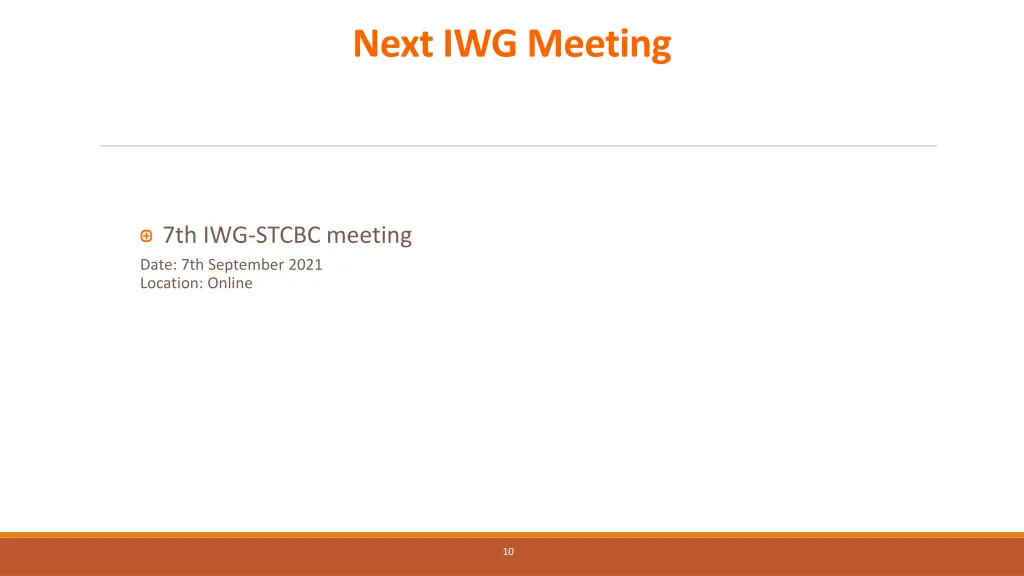 next iwg meeting
