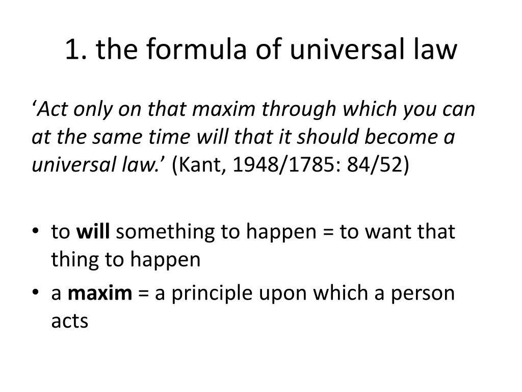 1 the formula of universal law