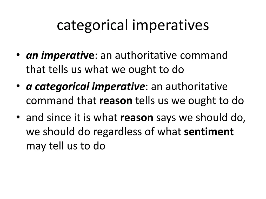 categorical imperatives