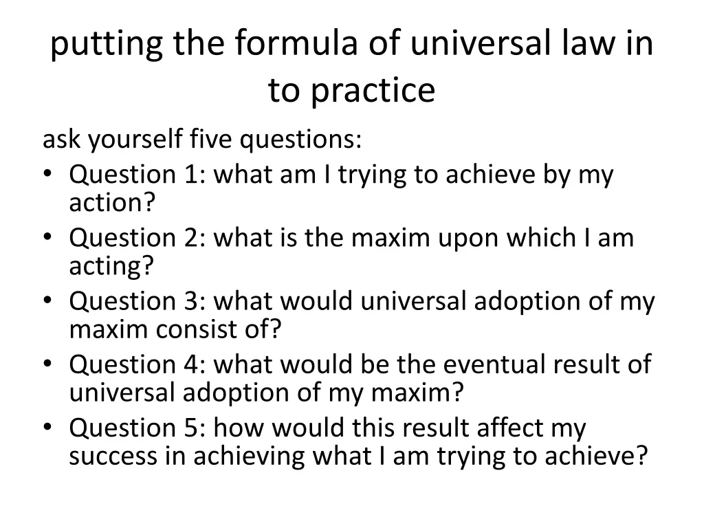 putting the formula of universal